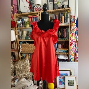 Red Ruffled Sleeveless Dress